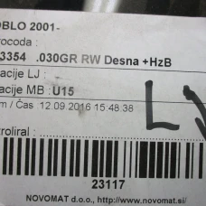 STAKLO ZADNJE DESNO Fiat Doblo 2002 1.2 FIA3354.030