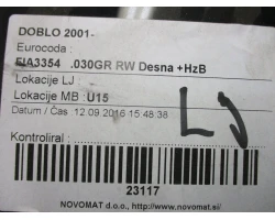 STAKLO ZADNJE DESNO Fiat Doblo 2002 1.2 FIA3354.030